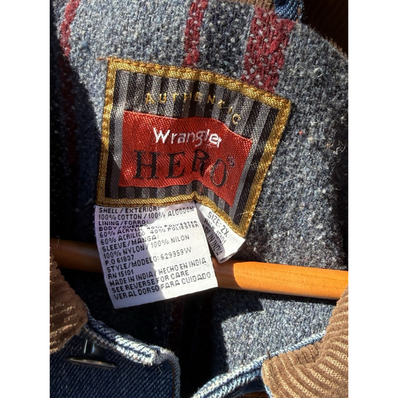 Vintage Authentic Wrangler Hero Flannel Lined Denim Jacket Size 2X 629959W Work - Picture 6 of 11